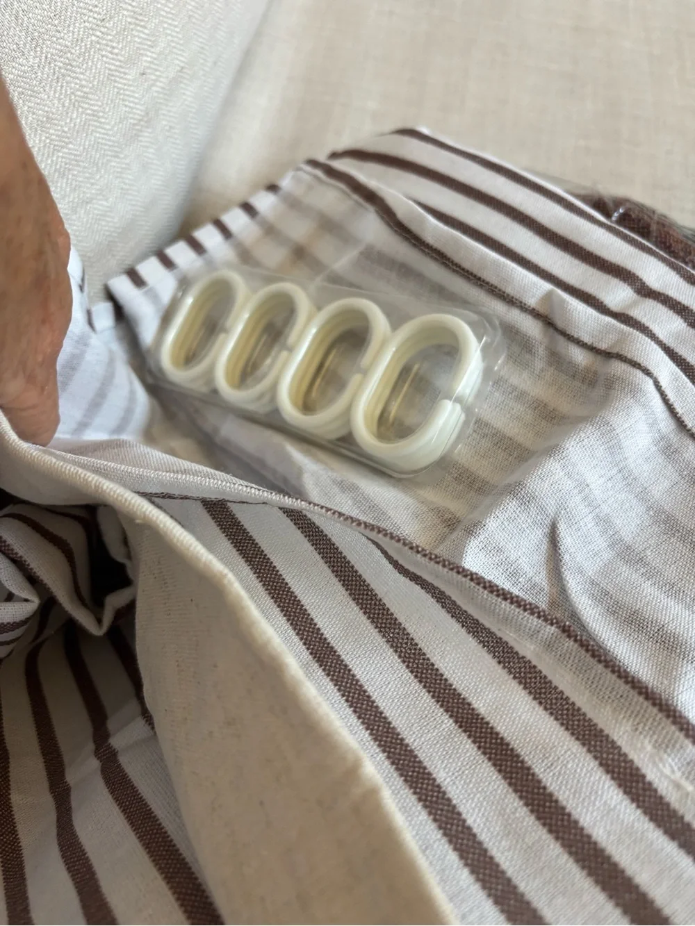 Extra Long Shower Curtains 84”Farmhouse Linen Pleated Brown Stripe 72